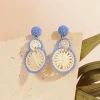 Boucles D'Oreilles Pepitcho Ecru/Bleu