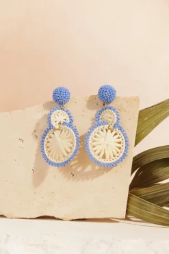 Boucles D'Oreilles Pepitcho Ecru/Bleu