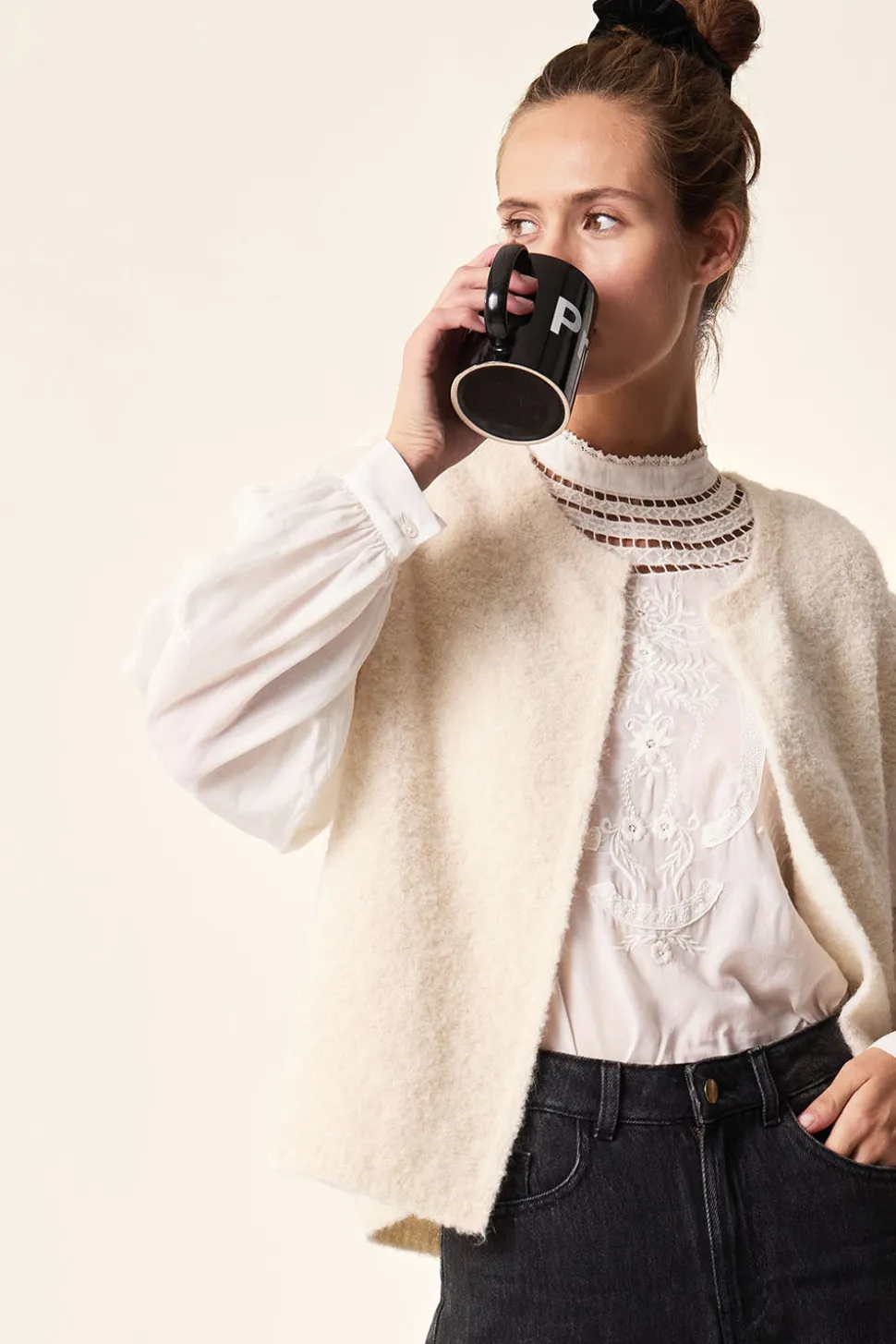 Gilet sans manches Achille Ecru