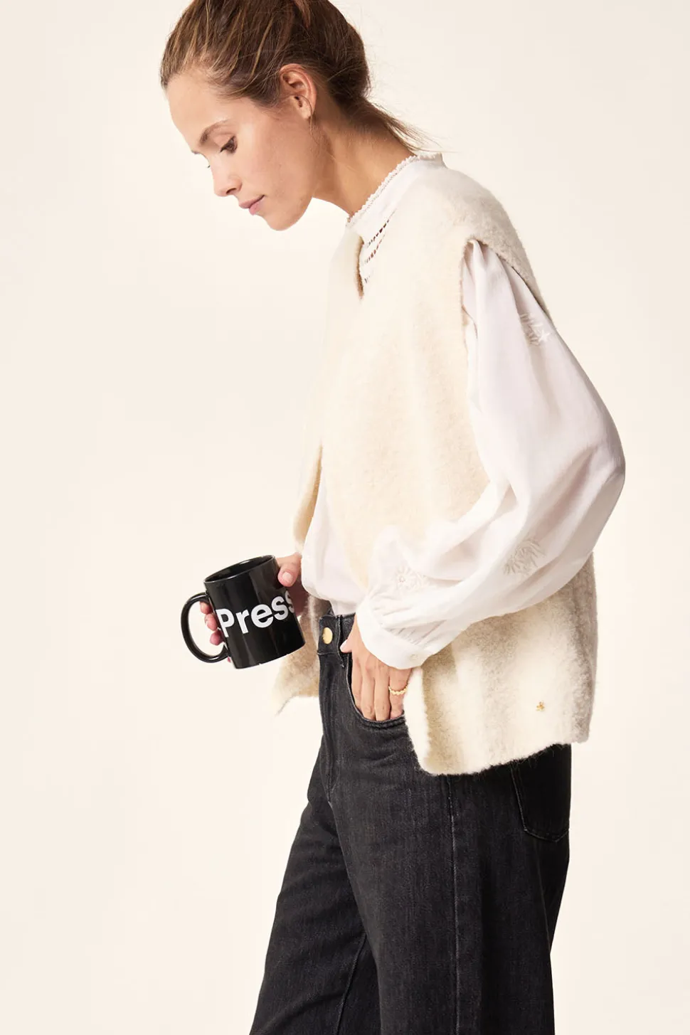 Gilet sans manches Achille Ecru