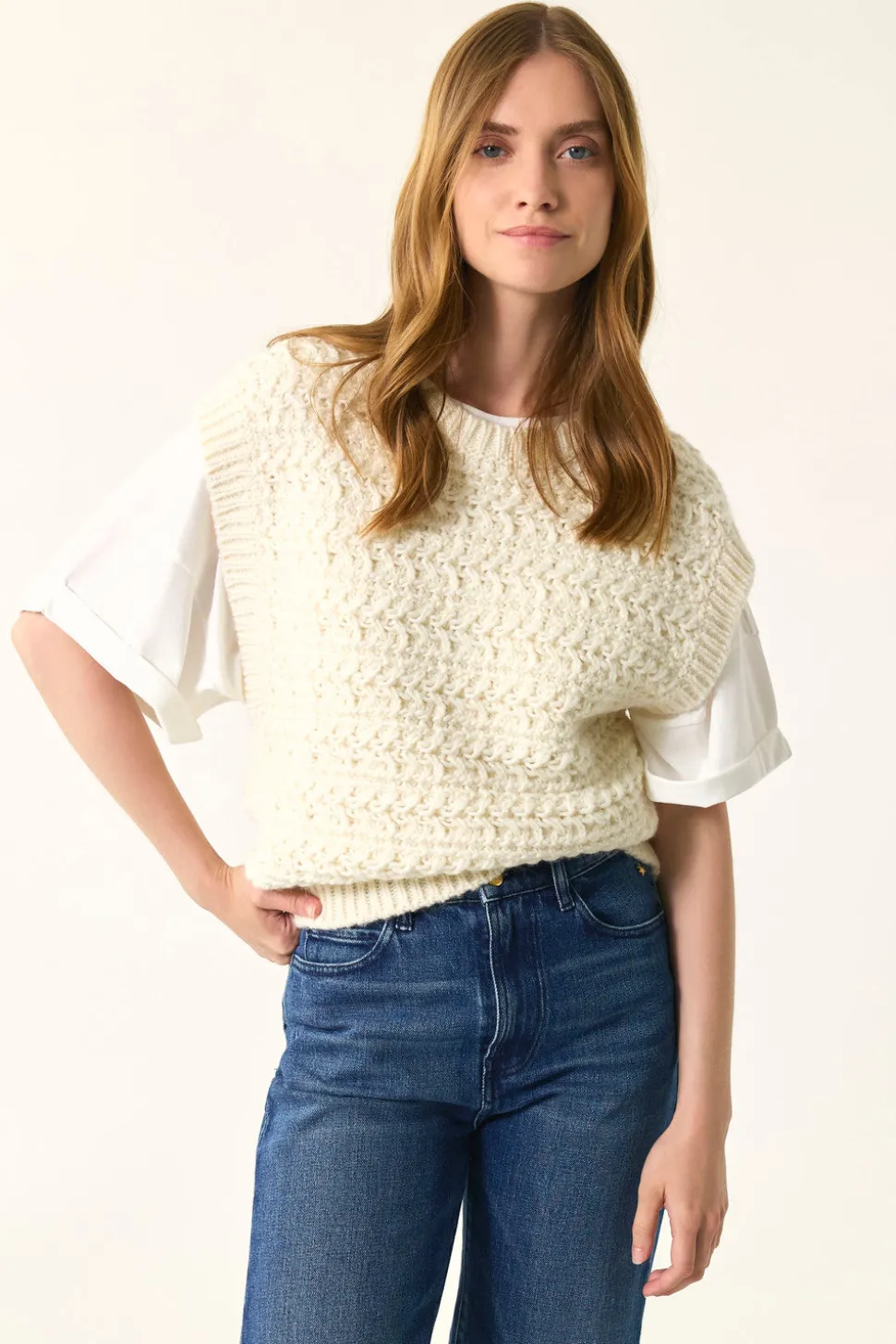 Pull sans manches Astrid Creme