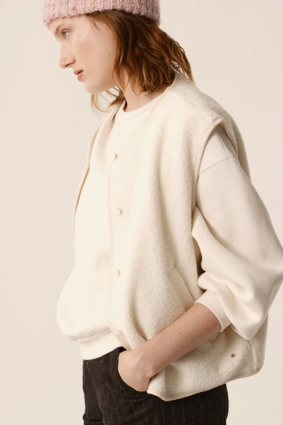 Veste maille sans manches Zlata Creme