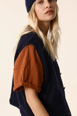 Veste maille sans manches Zlata Marine