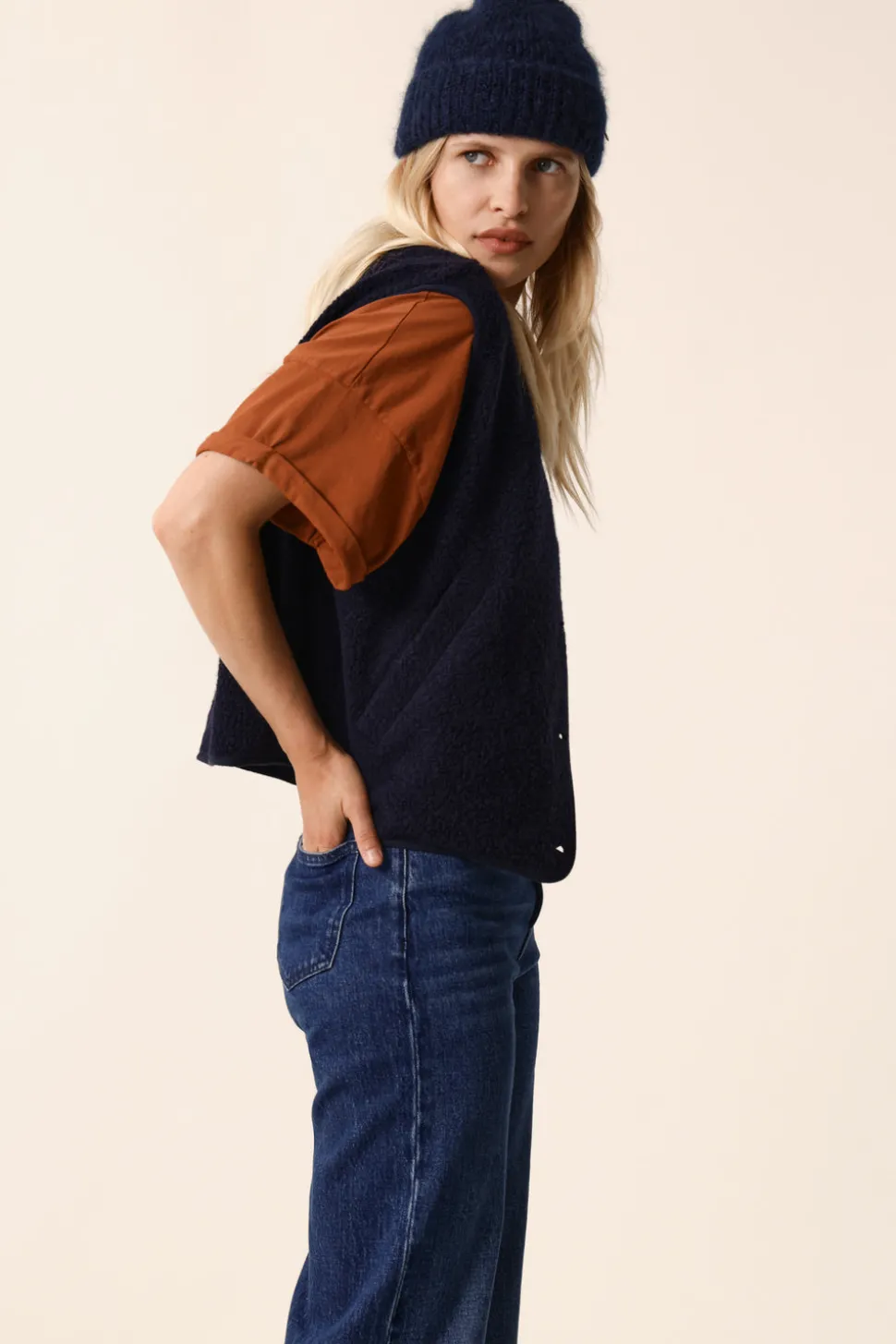 Veste maille sans manches Zlata Marine